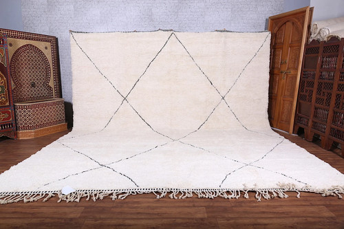 Moroccan rug white black hand - white,,
